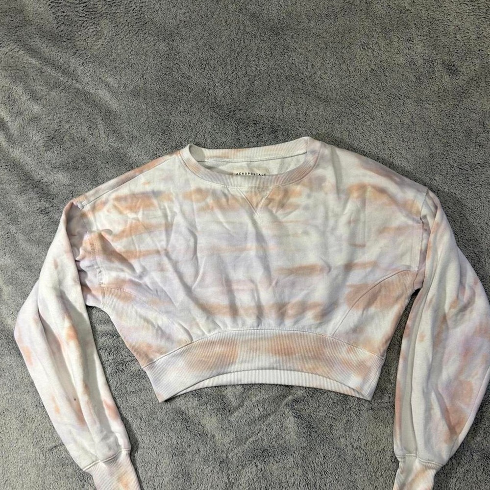 Aeropostale Y2K Pastel Tie Dye Cropped Sweatshirt Womens Small
